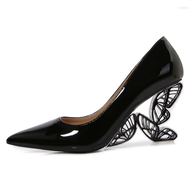 

Dress Shoes Butterfly Heel Women Pumps Pointed To Strange High Heels Ladies 2023 Sexy Black Stiletto Wedding Bride Valentine, Black sandals