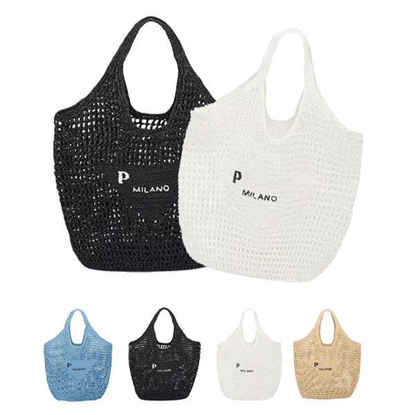 

fashion Triangle shopping Beach Bags Designer prad Raffia Straw Womens mens Luxury Shoulder clutch handbags crossbody bags tote top handle lady travel weekend bag, White