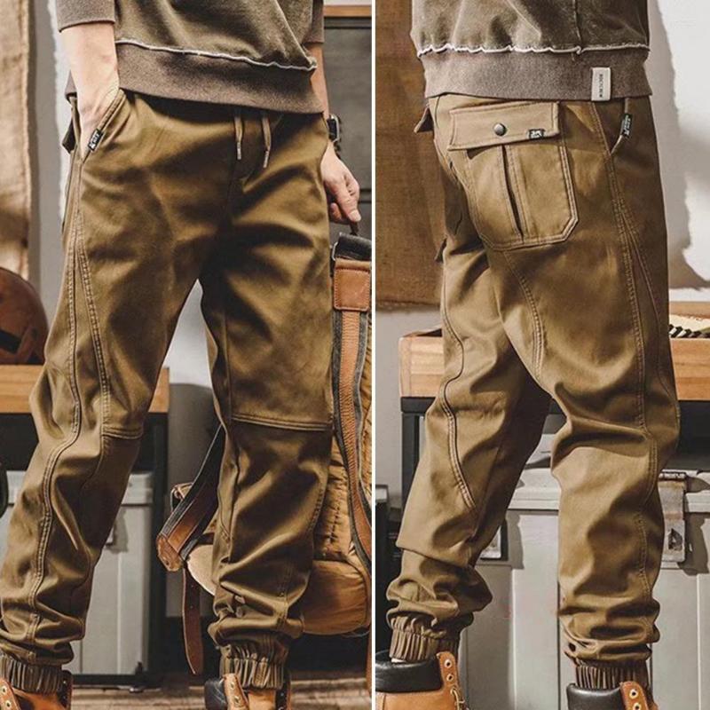 

Men's Pants Male Retro Drawstring Cargo Spring Autumn Harem Solid Color For Working, Black