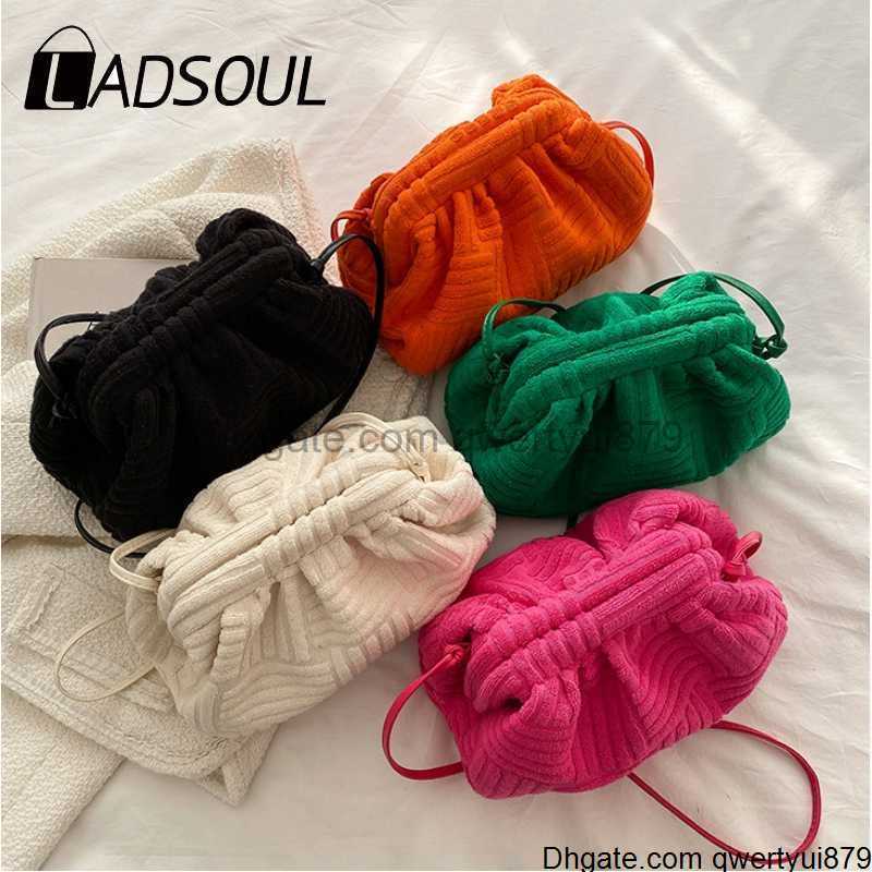 

qwertyui879 Women's Fashion Terry Cloth Underarm Bag Female Simple Solid Color Shoulder Messenger Bag Ladies Casual Large Capacity Cloud Bag 413SMT, White