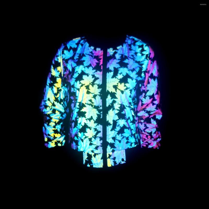 

Women' Jackets Drop Colorful Reflective Baseball Women Print Casual Bomber Jacket Techwear Night Shiny Short Coat, Black