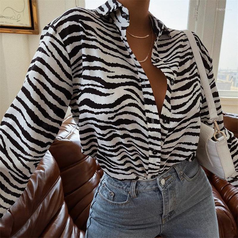 

Women' Blouses Doury Fashion Women' Shirts Button Down Lapel Abstract/Zebra Print Long Sleeve Loose Shirt Femme Tops Autumn, Orange