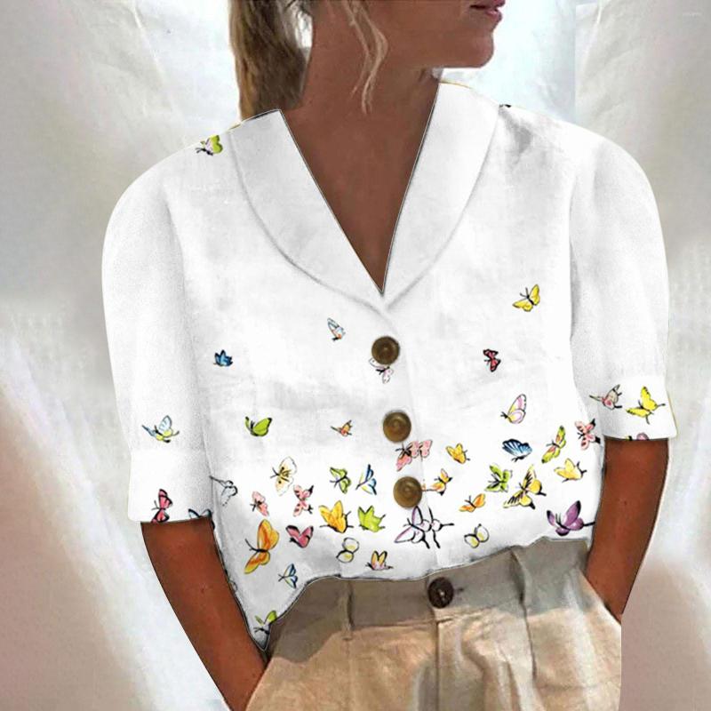 

Women's Blouses Around The Neck Shirts For Women Womens Print Button Down Classic Short Sleeve Lapel Office Long Graphic Tees, Green