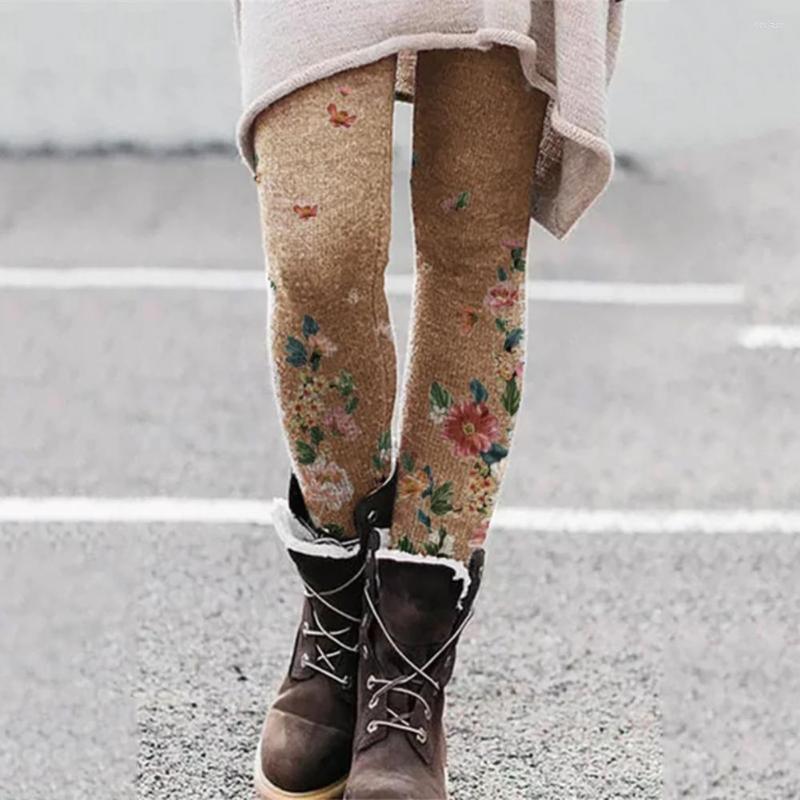 

Women's Pants Trousers Floral Print Autumn Soft Long Leggings For Shopping, Blue