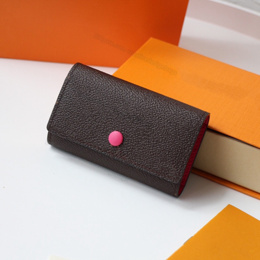 

Fashion Key Wallets 6 Keys Bracket 62630 Wallet Designer Fashion Key Ring Set Men Card Holder Luxury Key Box Canvas 10.5cm With Box L002, Brown checkerboard gold metal