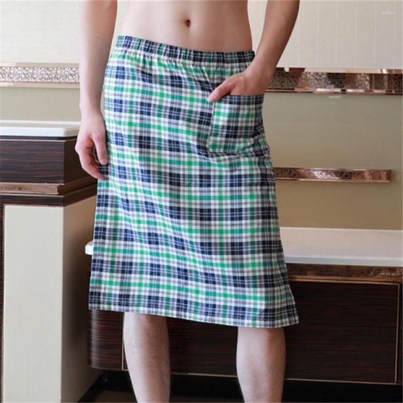 

Men's Sleepwear Mens Sexy Pajamas Sleep Bottoms Nightwear Bathrobes British Style Plaid Bath Skirt Side Split Pocket Nightdress Pajama, Red