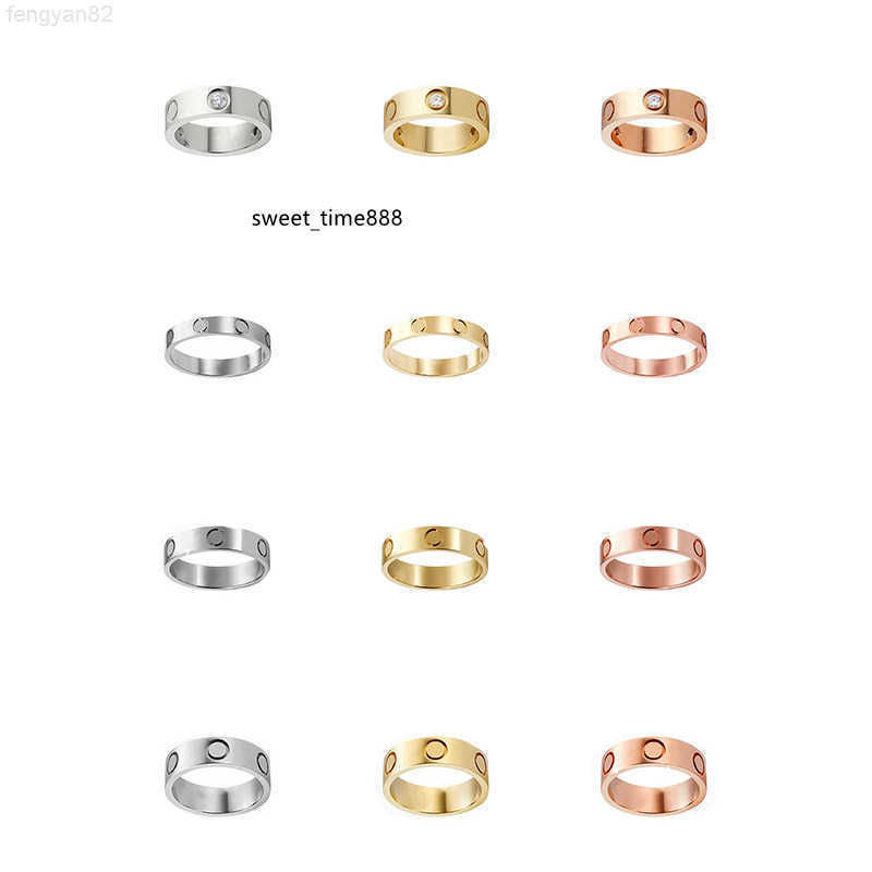 

Love Rings Womens Designer Ring Couple Jewelry Band Titanium Steel With diamonds Casual Fashion Street Classic Gold Silver Rose Optional Size 4 /5 / 6mm red box