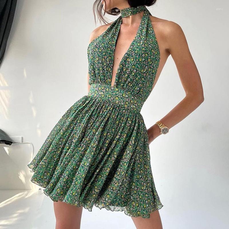 

Casual Dresses Setiadia Summer Womens Sexy Fragmented Flower Dress Backless Mini Formal Occasion Elegant Party Long For Women 2023, Green