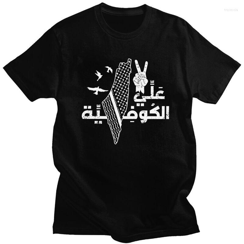 

Men's T Shirts Palestine Kufiya Arabic Funny Writing TShirt For Men Short Sleeve Palestinian Map T-shirts Graphic Tee Slim Fit Merch, Mingyao76917-black