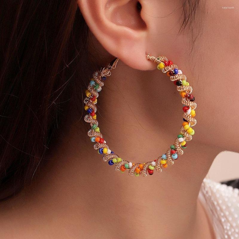 

Hoop Earrings Bohemia Style Geometic For Women Colourful Beads Aesthetic Piercing Earring Party Club Accessories Trend 2023