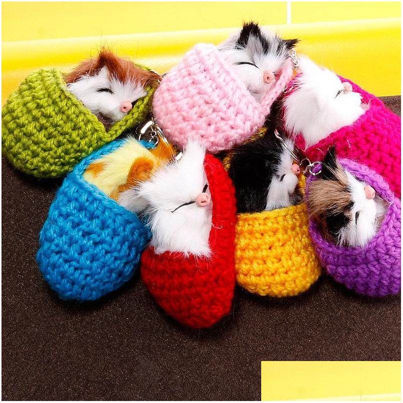 

Keychains Lanyards Cute Sleep Kitten Keychain Cat Hair Ball Keyring Pendant Wool Slippers Slee Key Bag Drop Delivery Fashio Dhgarden Dhpfe