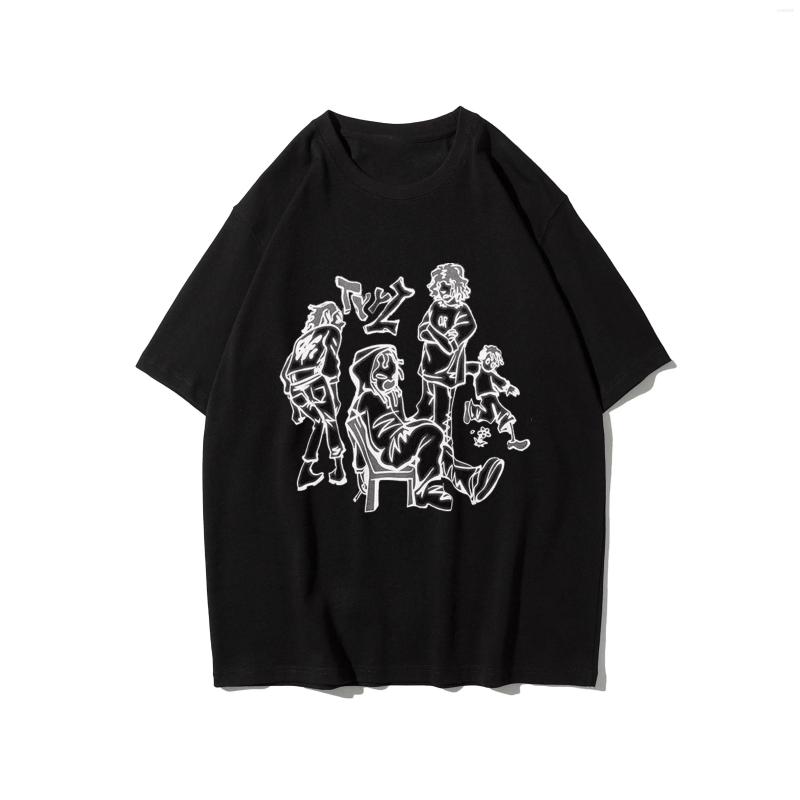

Men's T Shirts Abstract Graphic Summer Crewneck Cotton Men Streetwear Women Fahsion Oversized Hip Hop Tops Designer Clothes Kpop Black