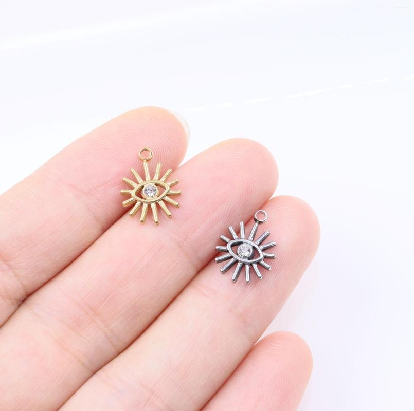 

Charms 5pcs 10mm Wholesell StainlessSteel Anti-allergy Eyes Rhinestone Pendant DIY Necklace Earrings Bracelets Unfading