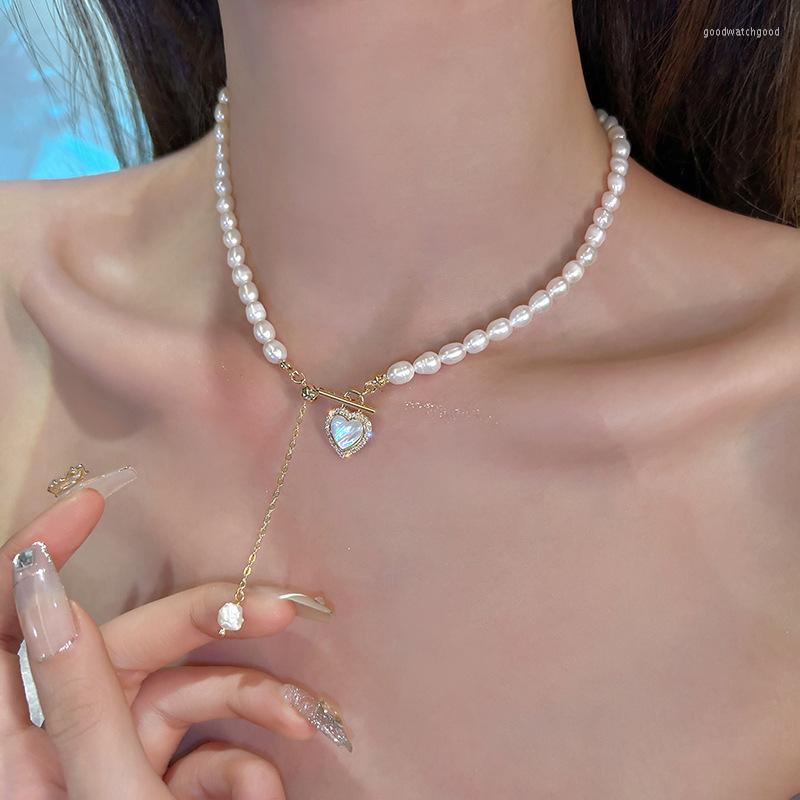 

Pendant Necklaces 2023 Korean Retro Simulated-Pearl Love Heart Necklace Sweet Temperament Clavicle Chain For Women Jewelry Gifts
