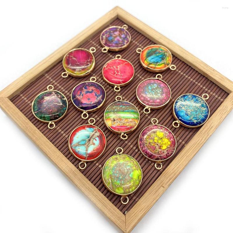 

Pendant Necklaces Natural Stone Exquisite Connector Round Emperor Quartz Women's Jewelry Charm Bracelet Wearing Size 21x30mm