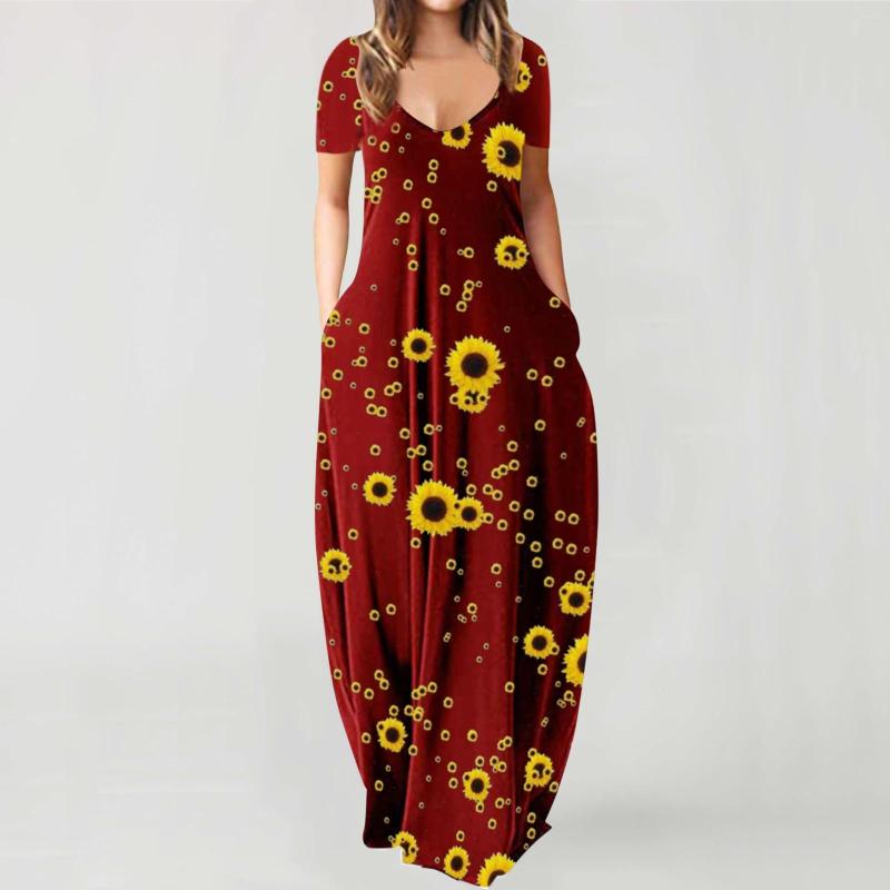 

Casual Dresses Printing Beach Sundress Short Maxi Long Dress Women Sleeve Women's, Blue