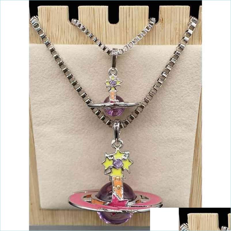

Pendant Necklaces Empress Dowager Vivian Sier Edge Threensional Red Ring Purple Bead Meteor Size Necklace B8176 Drop Delivery Jewelr Dhl8O