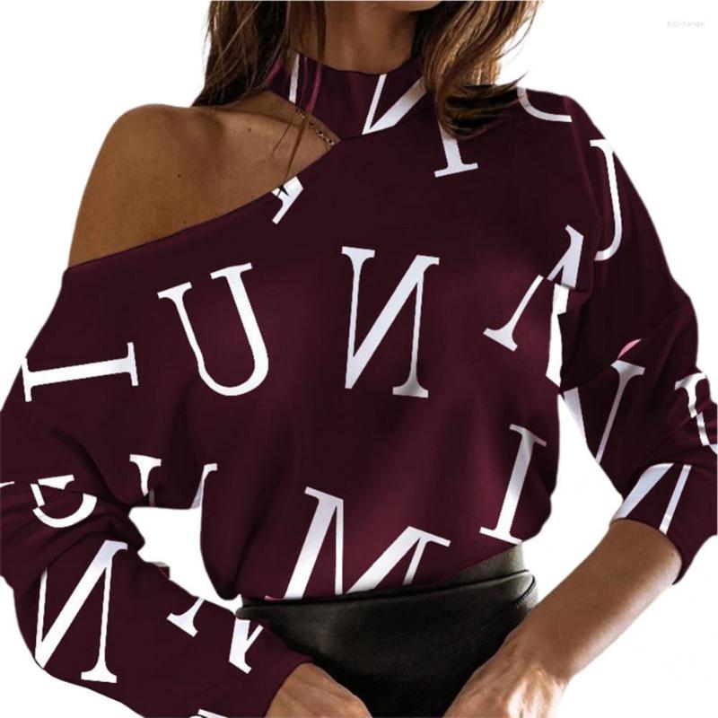

Women's Blouses Women Blouse Letter Print Office Spring Top Long Sleeve Alphabet Design, Green