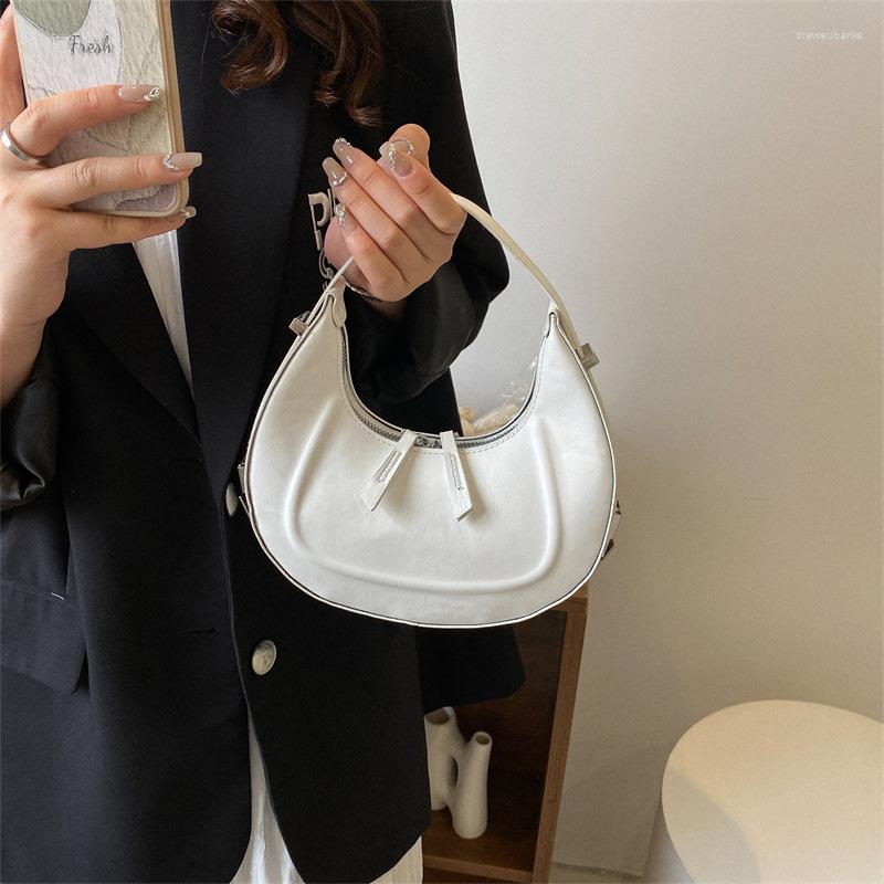 

Evening Bags Fashion PU Leather Women Handbag Niche Design Bag Female Tide Simple Personality Underarm Crescent Ladies Shoulder, Black