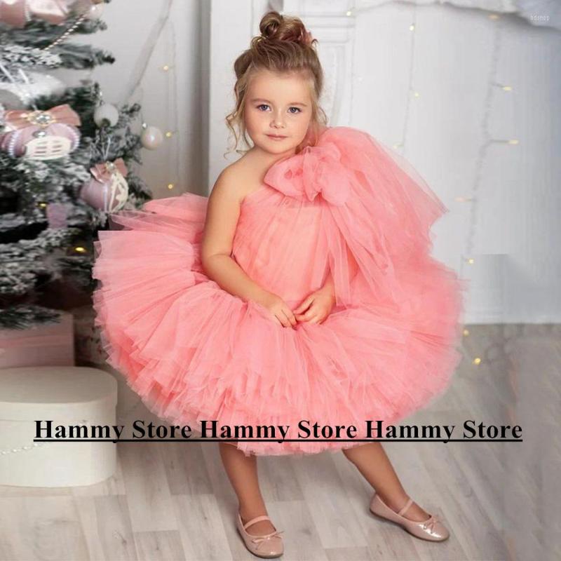 

Girl Dresses Pink Flower Dress One Shoulder Sleeveless Pleat Puff Skirt Ball Gown Birthday Party First Communion, Blue