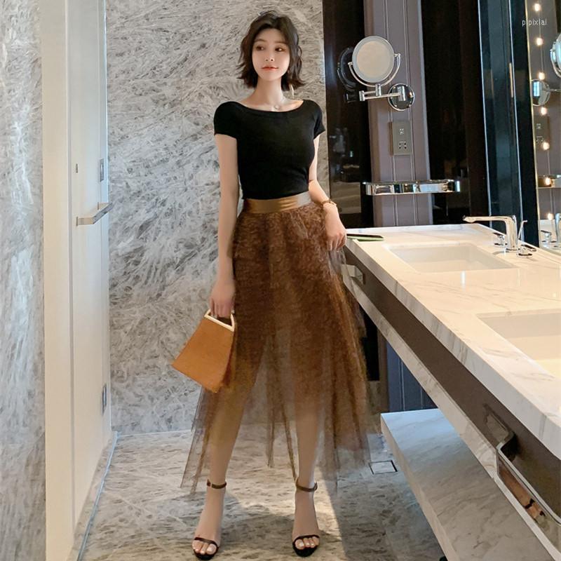 

Work Dresses 2 Piece Set Summer 2023 Women Suit Black O Neck Shirt Tops Blouse And Leopard Gauze Skirts Sexy Party Crop Top Skirt Sets