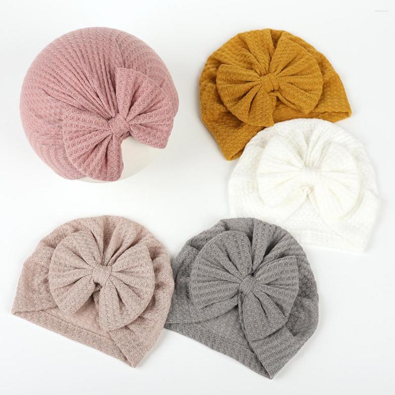 

Hats CottvoLovely Bow Baby Hat Cap Spring Elastic Breathable Turban Headwraps For Born Infant Girls Beanies Hair Accessories, White