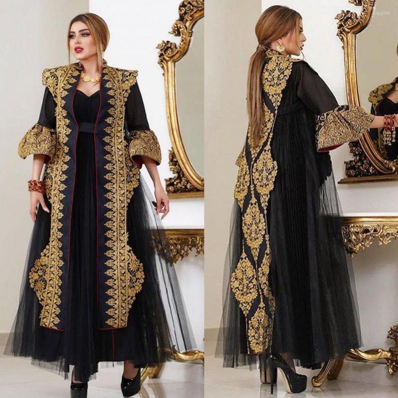 

Party Dresses 2023 Baroco Style Prom Gowns Wrap Golden Beaded Sequins Applique Cloth Evening, Gold