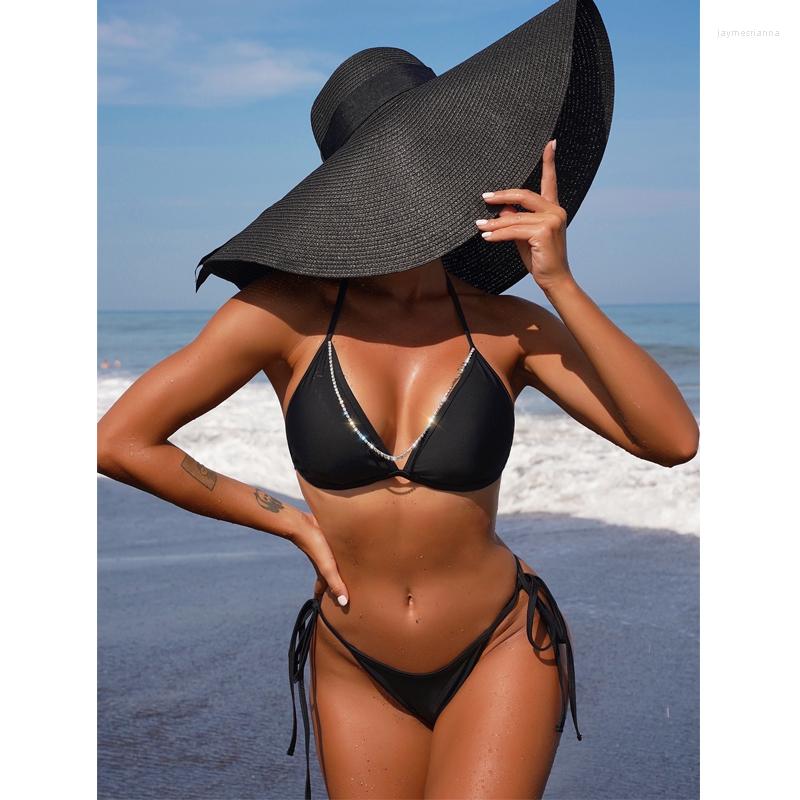 

Women' Swimwear Black Swimming Suit For Women Tankini Swimsuits Woman Beach Wear Strings Maillot De Bain Femme Two Pieces Set, 1st