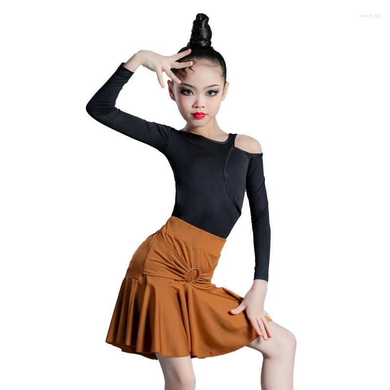 

Stage Wear Latin Dance Girl Children's Professional Examination Students Clothing Split Performance Practice Clothes 2023, Blue