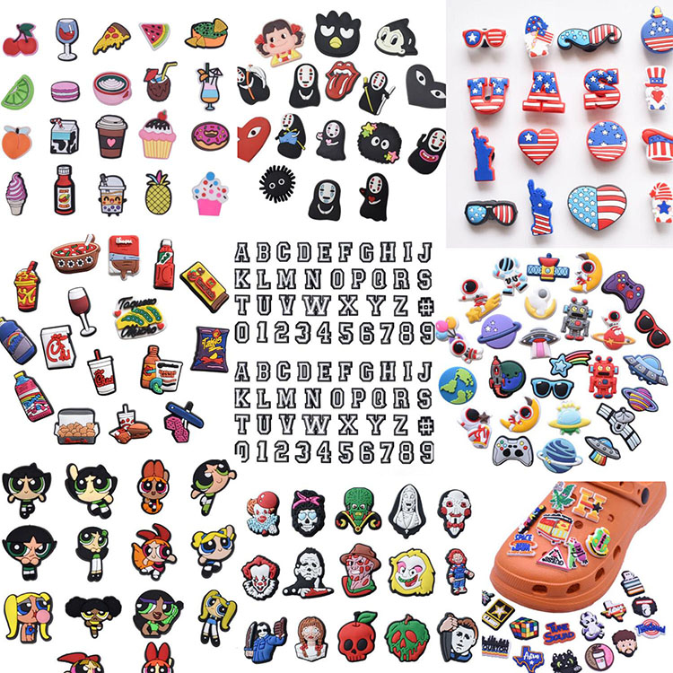 

DIY Shoe Parts Accessories Cartoon Croc Charms Shoes flower Pvc Decoration Buckle Soft Rubber Clog Charms Fast Ship