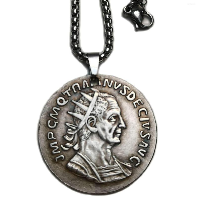 

Pendant Necklaces Vintage Ancient Coin Silver Plated Man / Women Jewelry P0050