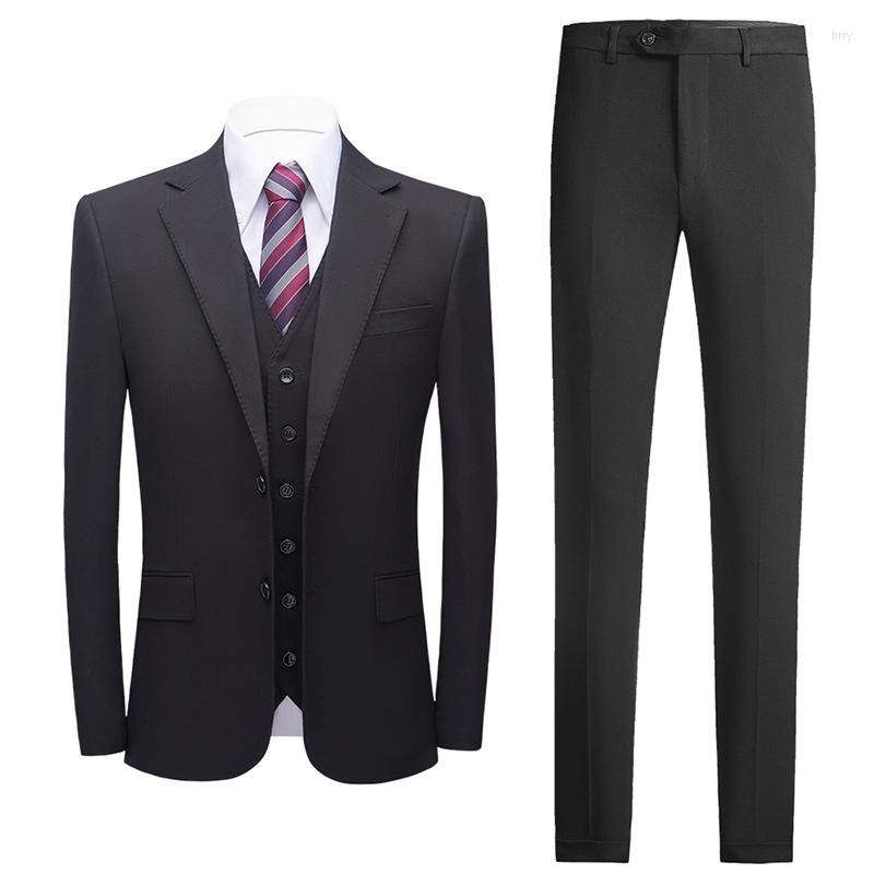 

Men' Suits Men' Slim Fit 3-Piece Suit Single Breasted Button Fashion Business Casual Wedding Christmas Party Formal Jacket Vest Pants, Black