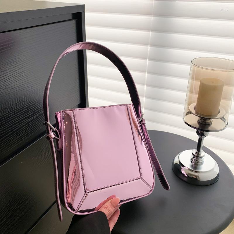 

Evening Bags Luxury Designer Handbags Women Underarm Bag 2023 Quality PU Leather Shoulder Female Fashion Bucket Shopping Purses, Gold