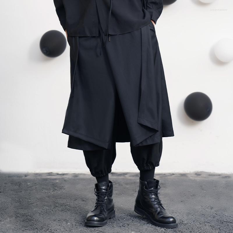 

Men's Pants Men's Nine Points Spring And Autumn Personality Irregular Multi-Layer Design Casual Large Size, Black