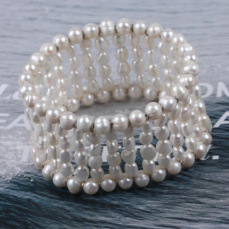 

Bangle Woman's Gold Plated Copper Bracelet Bangles With Baroque Pearl Fashion Jewelry Statement
