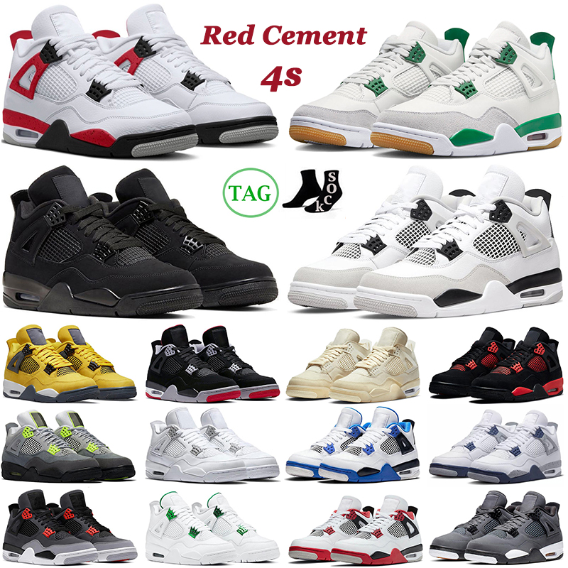 

Basketball Shoes Mens Women Trainers Red Cement Pine Green Military Black Cat Red Thunder University Blue Sail Bred Men Women Outdoor Sports Sneakers