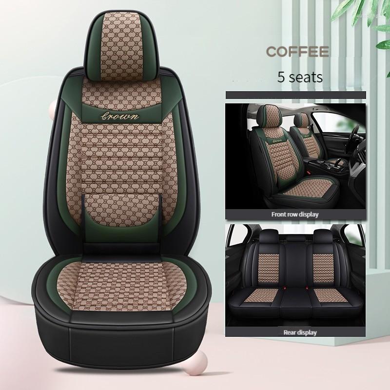 

Car Seat Covers 5 Piece Set Universal Leather Flax Splicing Cover Fit 301508 5008 20083008 4008 4007 3008 508SW Accessories