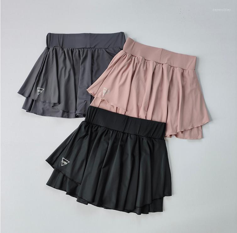 

Active Shorts Sports Skirt Fake Two-piece Running Womensummer Quick Drying Hip Covering Light Proof Breathable Tennis Yoga Pants, Beige