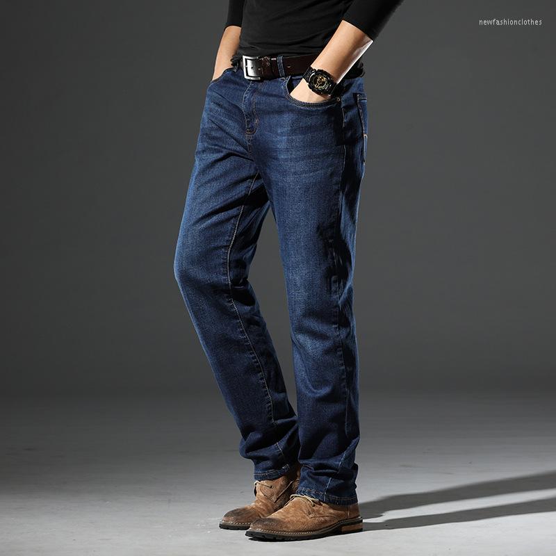 

Men's Jeans 2023 Spring And Autumn Men's Straight Leg Mid Rise Elastic Business Casual Pants, Blue black