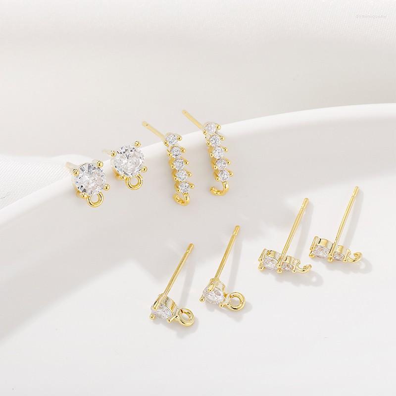 

Charms Zinc Alloy Inlay Zircon Ear Needle With Sling Ring 2pcs/lot For DIY Fashion Necklace Jewelry Making Finding Accessorie