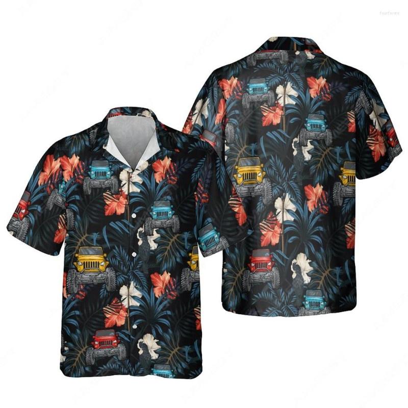 

Men's Casual Shirts Jumeast 3D Print Car Graphic Men Beach Hawaiian Flower Palm Tree In Shirt Floral Blouses Dark Academia Clothes Shirty, 02