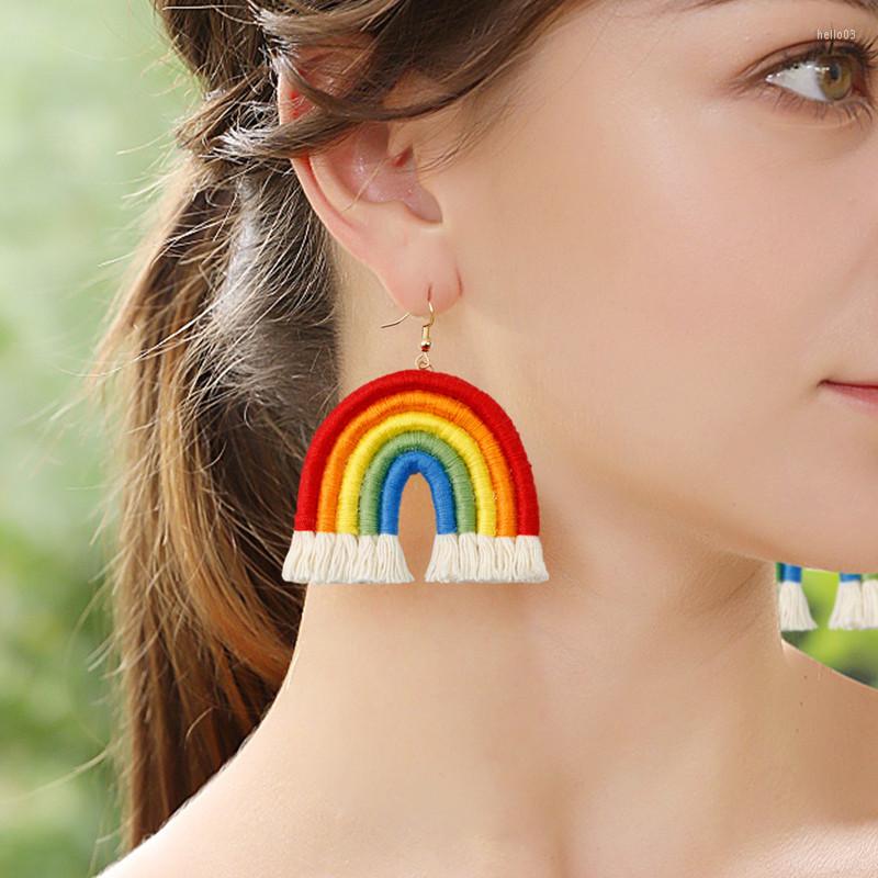 

Dangle Earrings 2023 Bohemia Colorful Handmade Braided For Women Geometric Big Exaggerated Jewelry Accessories Gifts