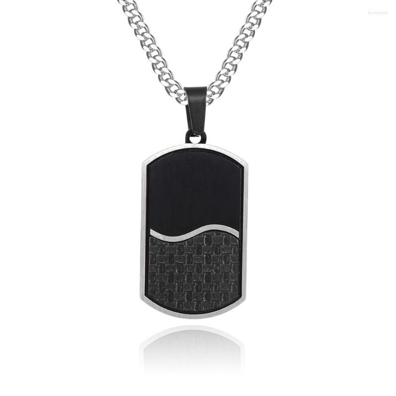 

Chains Stainless Steel Dog Tag Carbon Fiber Pendant Necklace For Men Boyfriend Charm Link Chain Male Punk Jewelry Drop