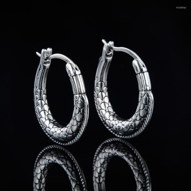 

Hoop Earrings Delicate Men Women Hip Hop Snake Scale Dragon Gothic Punk Simple Hypoallergenic