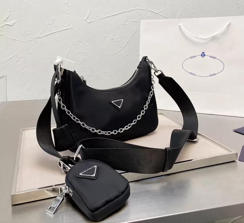 

Designer 2005 nylon 3 pcs high shoulder bag cleo hobo mens womens luxury chain hobo wallet messenger bag womens clutch 2000 handbag fashion