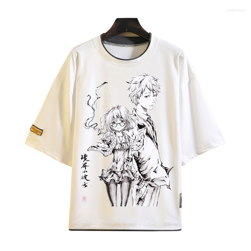 

Men's T Shirts Anime Kyokai No Kanata Printe T-shirt Cosplay Tshirts Ink Wash Painting Short Sleeve