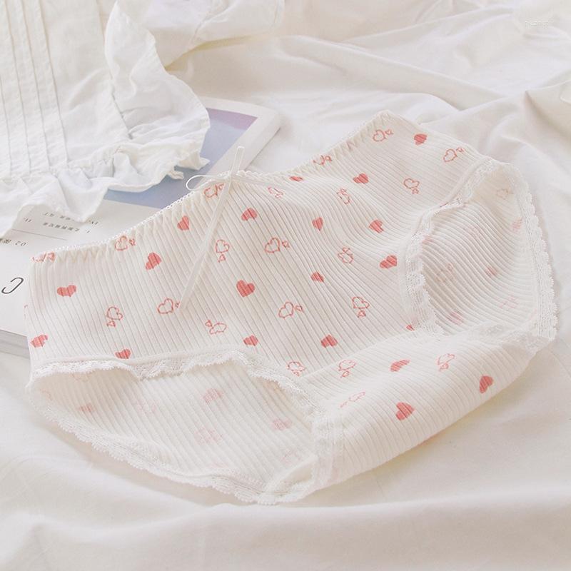

Women's Panties Big Strawberry Bow Knot Women's Pure Cotton Crotch Mid Waist Comfortable Breathable Large Size Threaded Girls Pants