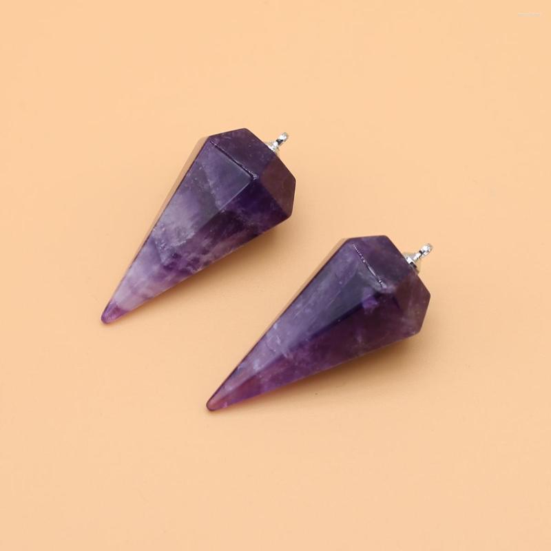 

Pendant Necklaces Natural Stone Crystal Reiki Cone Shape Agate Clear Quartz Amethyst Charms For Jewelry Making DIY Necklace Accessories