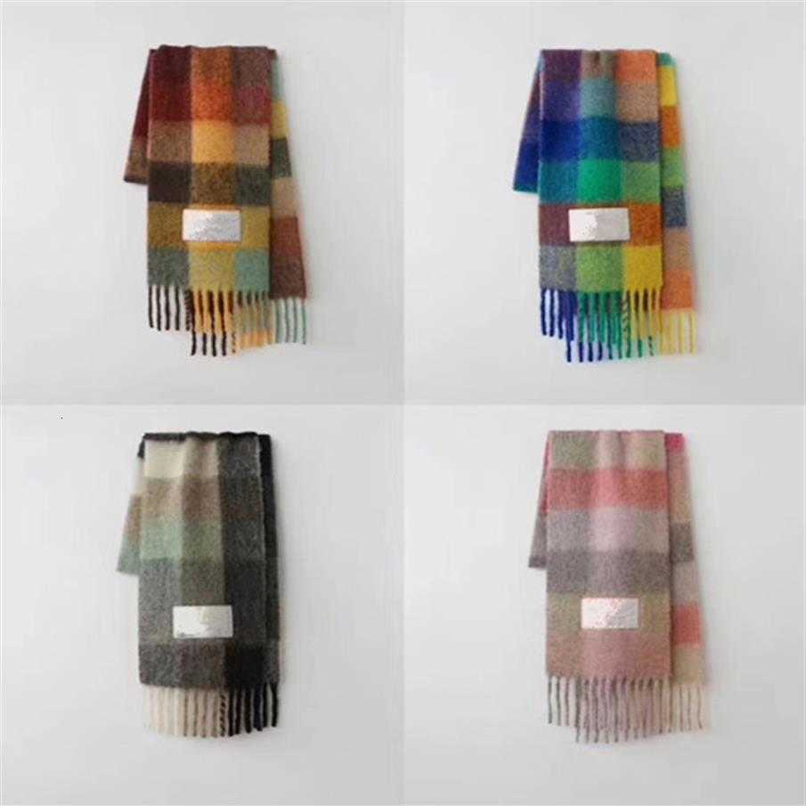 

2021 Women Scarves Brand Cashmere Winter Ac Scarfs Designer Blanket Scarve Womens Type Colour Chequered Tassel Imitated Multicolor225R