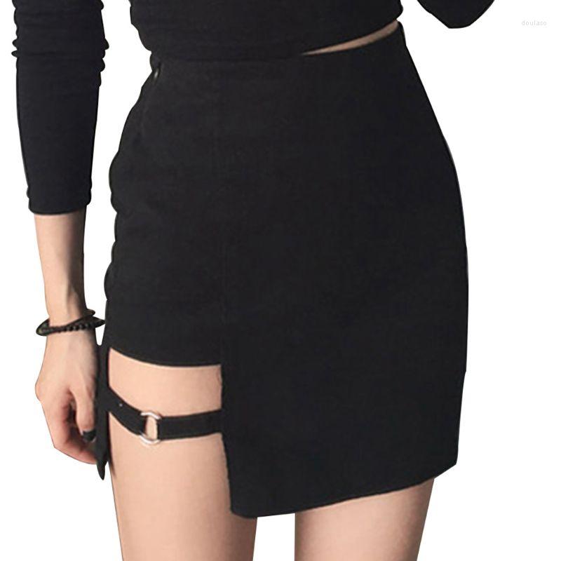 

Skirts Womens Summer Cotton Sexy Mini Pencil Skirt High Waisted Hollow Out Asymmetric S 10CD, Black